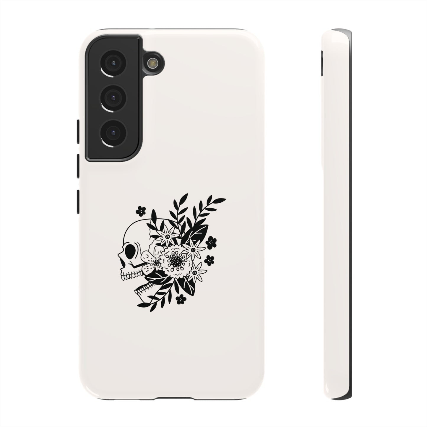 Skull with Flowers Wallpaper Phone Case | iPhone 15 Plus/ Pro, 14, 13, 12| Google Pixel 7, Pro, 5| Samsung Galaxy S23 All Major Phone Models