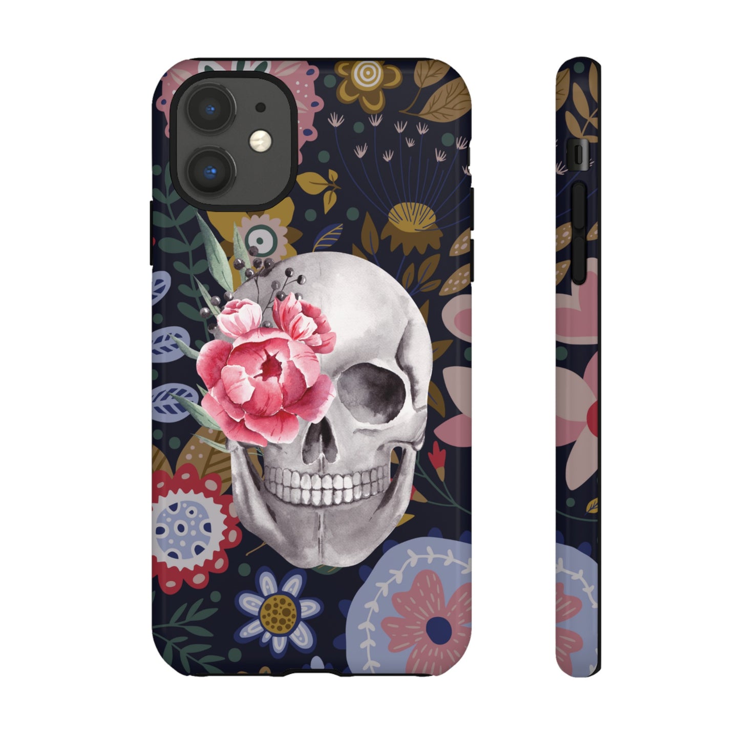 Floral Skull Wallpaper Phone Case | iPhone 15 Plus/ Pro, 14, 13, 12| Google Pixel 7, Pro, 5| Samsung Galaxy S23 All Major Phone Models