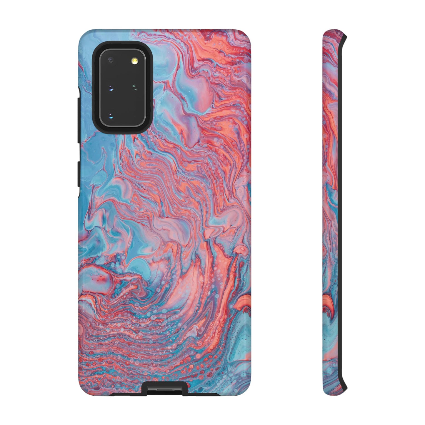 Coral Pink & Blue Abstract Paint Phone Case|iPhone 15 Plus/ Pro, 14, 13, 12|Google Pixel 7, Pro, 5|Samsung Galaxy S23 All Major Phone Models