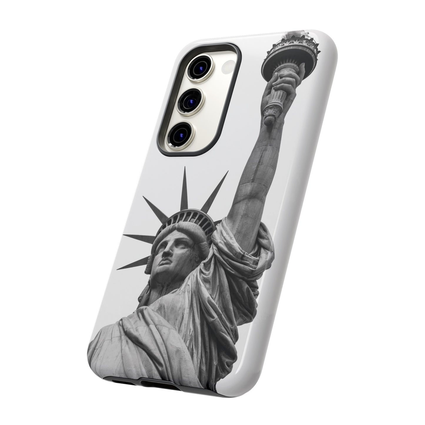 Black & White Statue of Liberty Wallpaper Phone Case | iPhone 15 Plus/ Pro, 14, 13, 12| Google Pixel 7, Pro, 5| Samsung Galaxy S23 All Major Phone Models