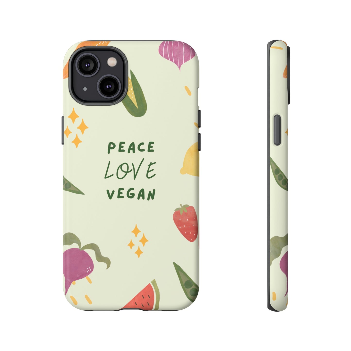 Peace Love Vegan Wallpaper Phone Case | iPhone 15 Plus/ Pro, 14, 13, 12| Google Pixel 7, Pro, 5| Samsung Galaxy S23 All Major Phone Models