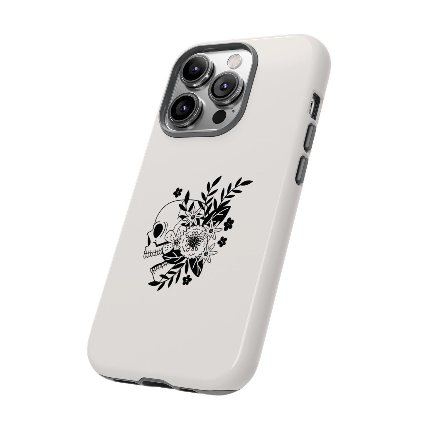 Skull with Flowers Wallpaper Phone Case | iPhone 15 Plus/ Pro, 14, 13, 12| Google Pixel 7, Pro, 5| Samsung Galaxy S23 All Major Phone Models