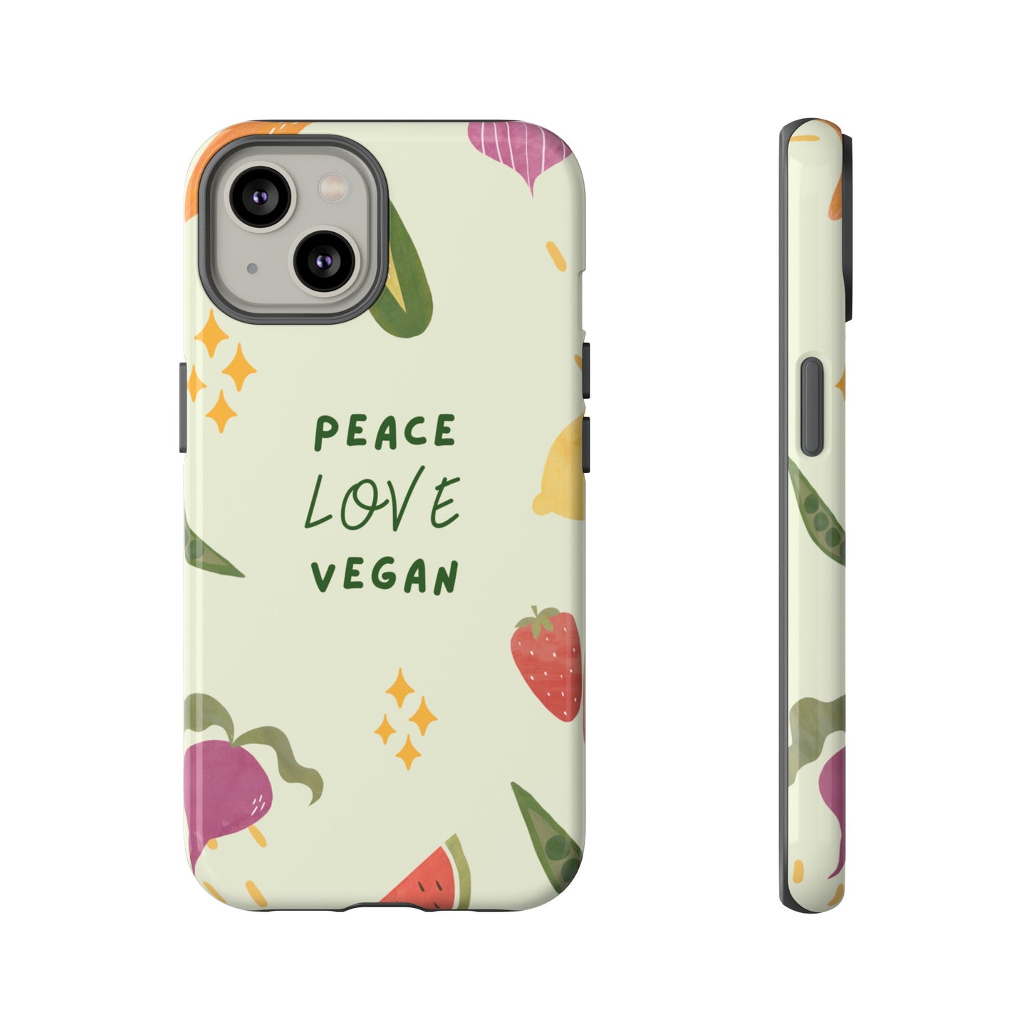 Peace Love Vegan Wallpaper Phone Case | iPhone 15 Plus/ Pro, 14, 13, 12| Google Pixel 7, Pro, 5| Samsung Galaxy S23 All Major Phone Models