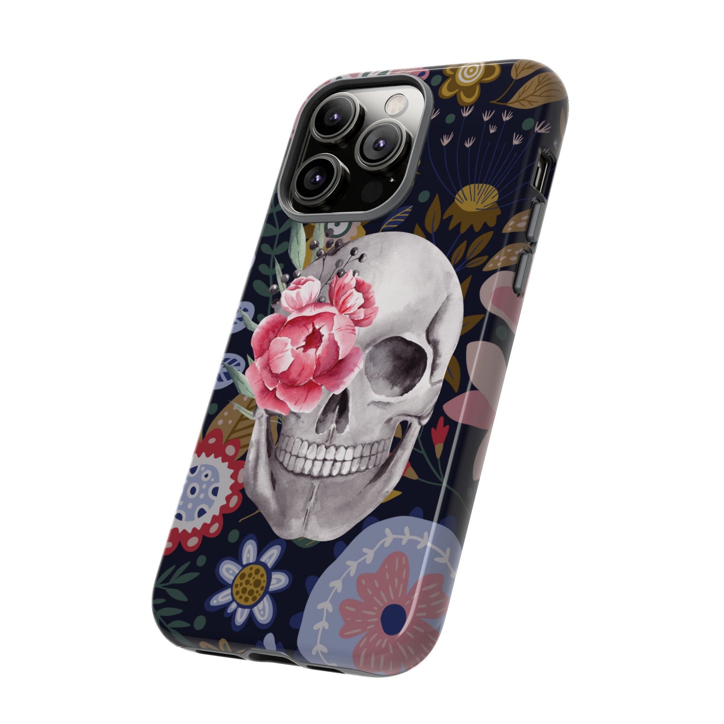 Floral Skull Wallpaper Phone Case | iPhone 15 Plus/ Pro, 14, 13, 12| Google Pixel 7, Pro, 5| Samsung Galaxy S23 All Major Phone Models