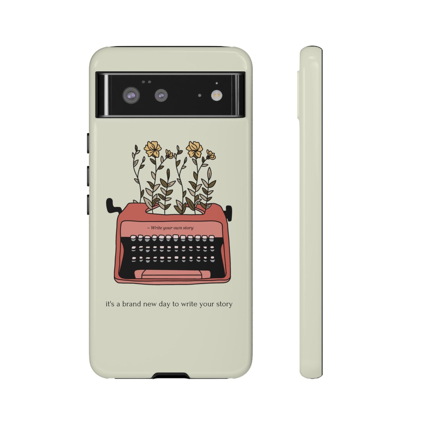 Flower Typewriter Phone Case | iPhone 15 Plus/ Pro, 14, 13, 12| Google Pixel 7, Pro, 5| Samsung Galaxy S23 All Major Phone Models