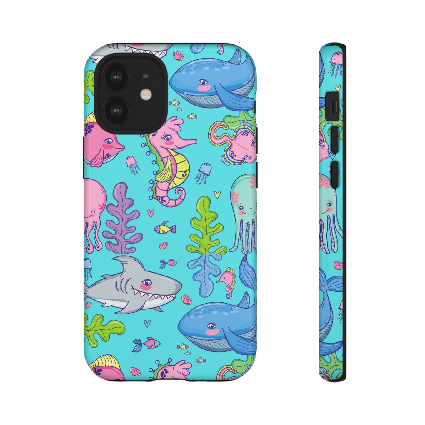 Cartoon Sea Creatures Wallpaper Phone Case | iPhone 15 Plus/ Pro, 14, 13, 12| Google Pixel 7, Pro, 5| Samsung Galaxy S23 All Major Phone Models