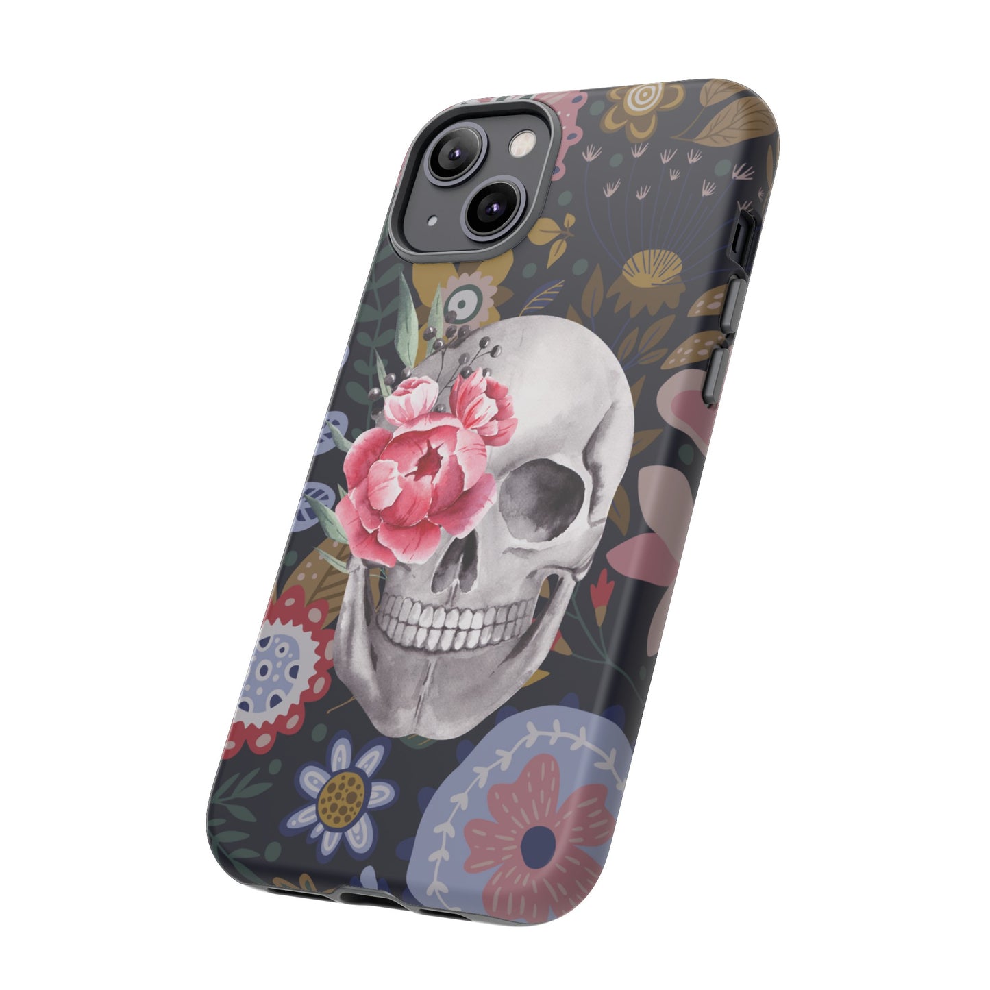 Floral Skull Wallpaper Phone Case | iPhone 15 Plus/ Pro, 14, 13, 12| Google Pixel 7, Pro, 5| Samsung Galaxy S23 All Major Phone Models