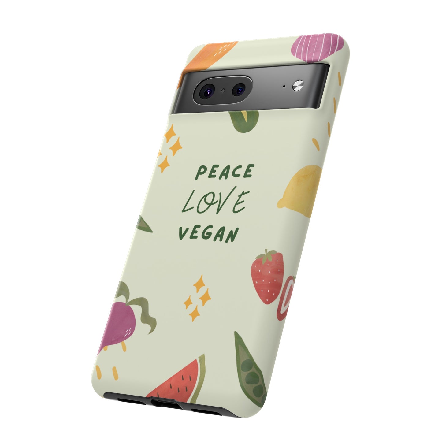 Peace Love Vegan Wallpaper Phone Case | iPhone 15 Plus/ Pro, 14, 13, 12| Google Pixel 7, Pro, 5| Samsung Galaxy S23 All Major Phone Models