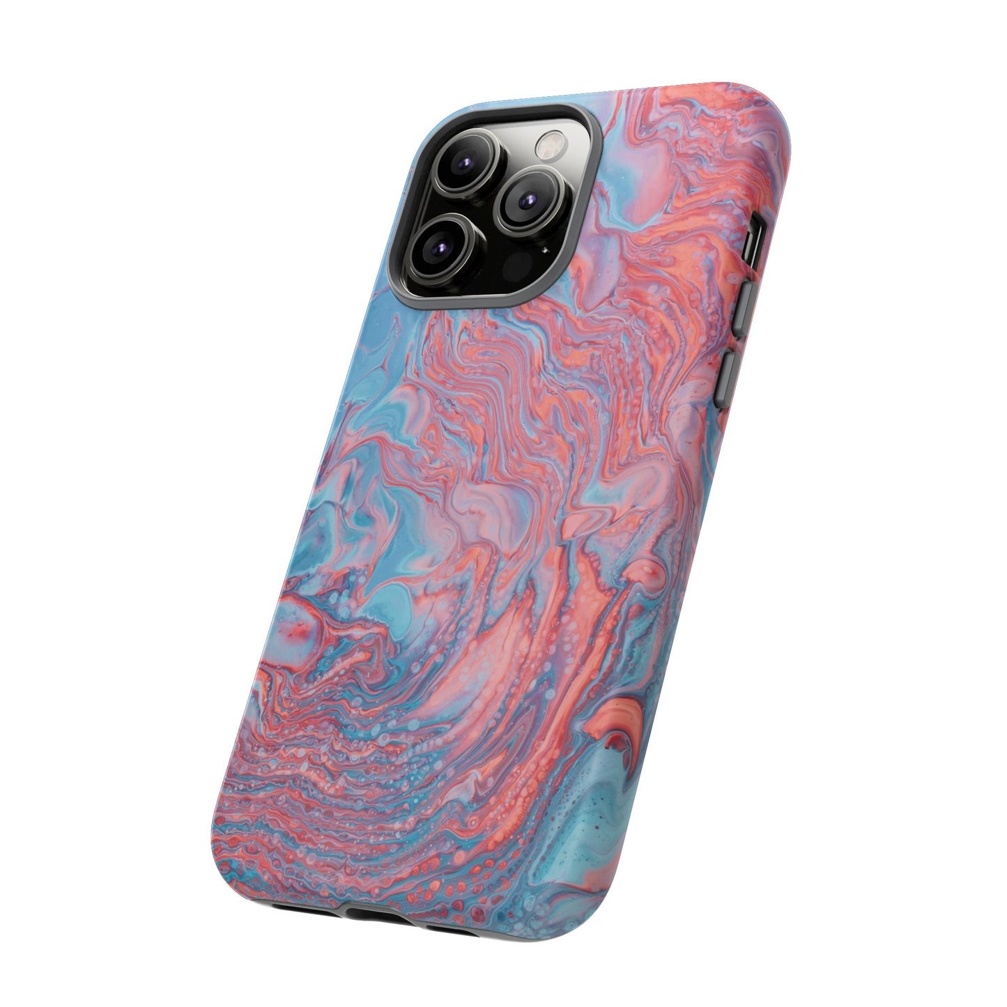 Coral Pink & Blue Abstract Paint Phone Case|iPhone 15 Plus/ Pro, 14, 13, 12|Google Pixel 7, Pro, 5|Samsung Galaxy S23 All Major Phone Models