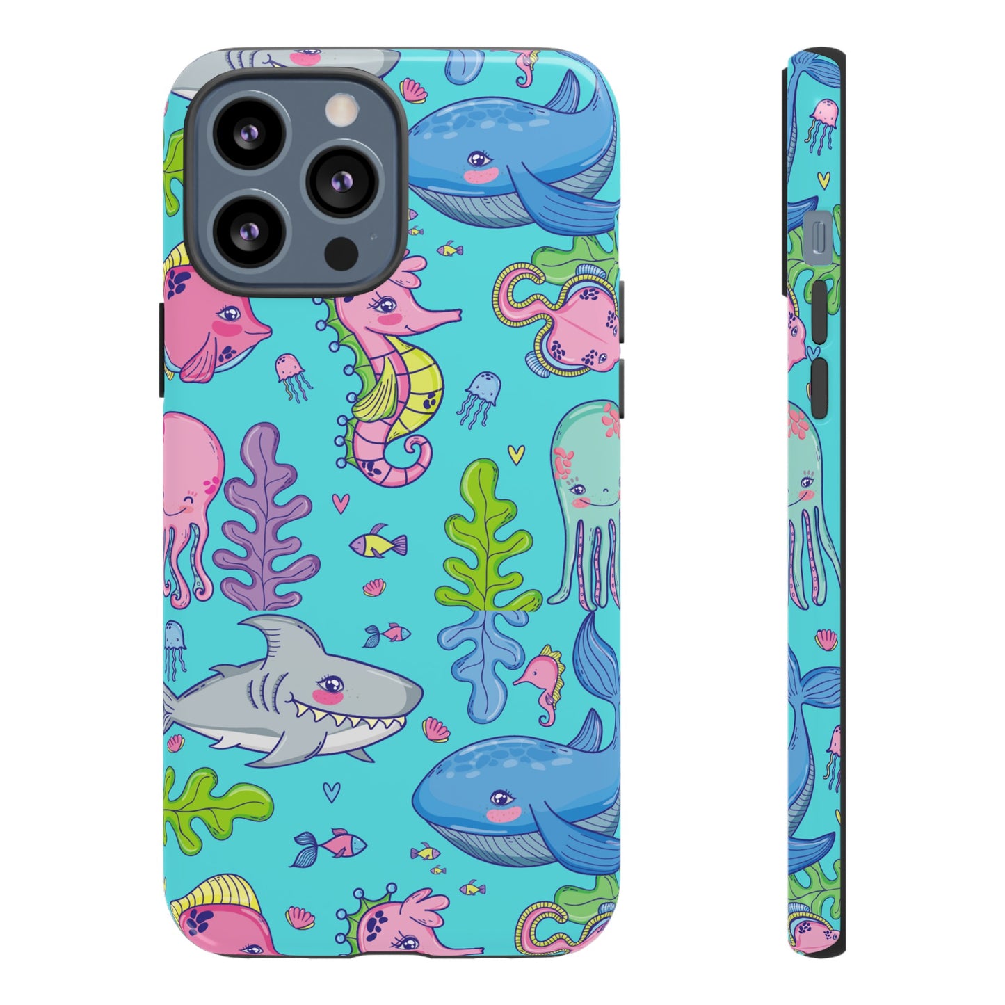 Cartoon Sea Creatures Wallpaper Phone Case | iPhone 15 Plus/ Pro, 14, 13, 12| Google Pixel 7, Pro, 5| Samsung Galaxy S23 All Major Phone Models