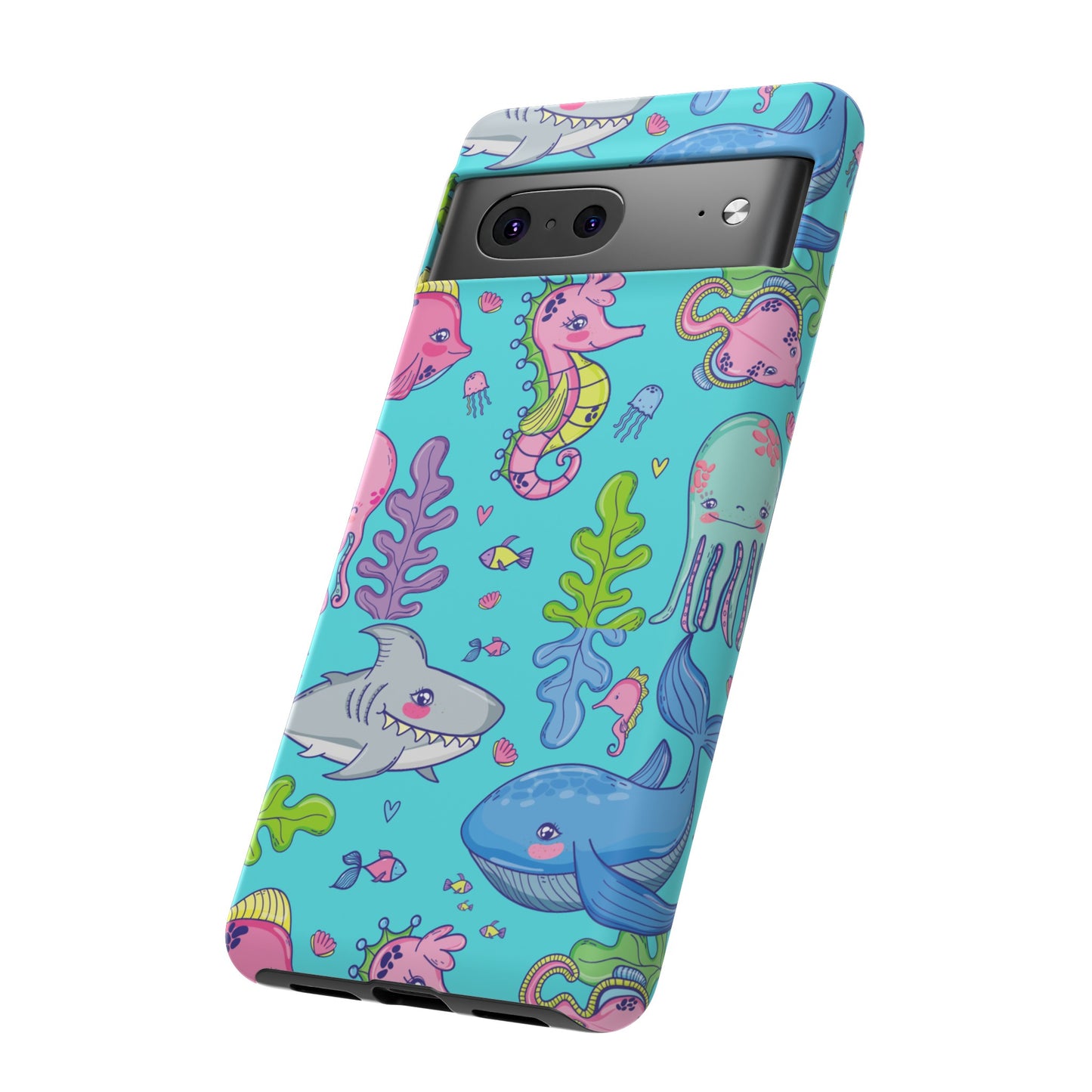 Cartoon Sea Creatures Wallpaper Phone Case | iPhone 15 Plus/ Pro, 14, 13, 12| Google Pixel 7, Pro, 5| Samsung Galaxy S23 All Major Phone Models