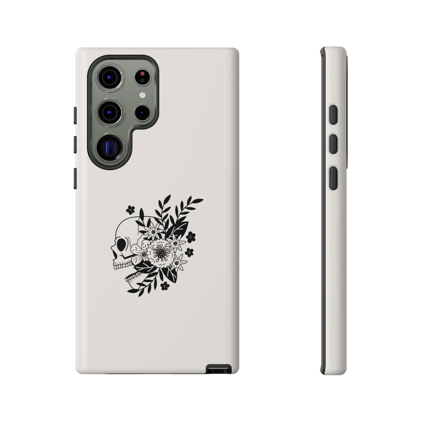 Skull with Flowers Wallpaper Phone Case | iPhone 15 Plus/ Pro, 14, 13, 12| Google Pixel 7, Pro, 5| Samsung Galaxy S23 All Major Phone Models