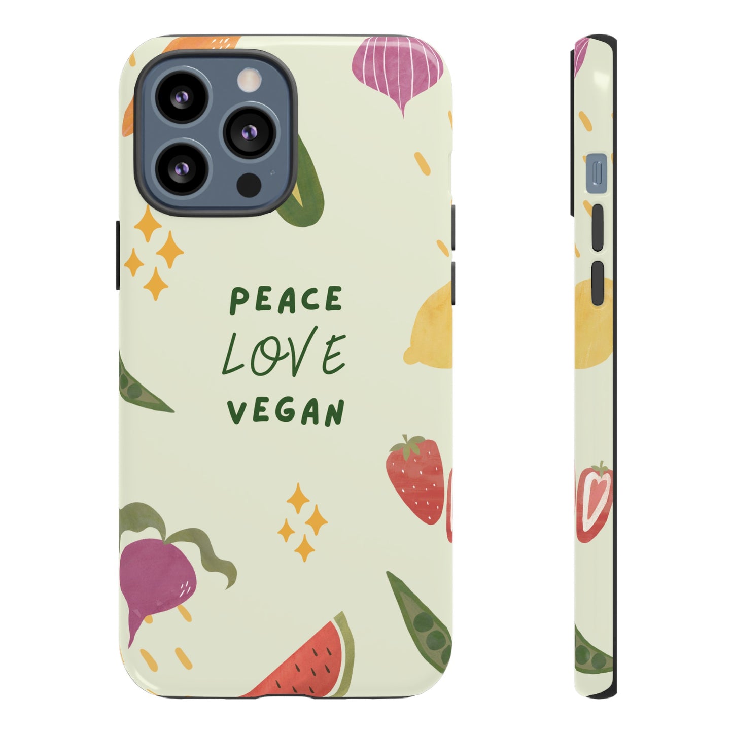 Peace Love Vegan Wallpaper Phone Case | iPhone 15 Plus/ Pro, 14, 13, 12| Google Pixel 7, Pro, 5| Samsung Galaxy S23 All Major Phone Models