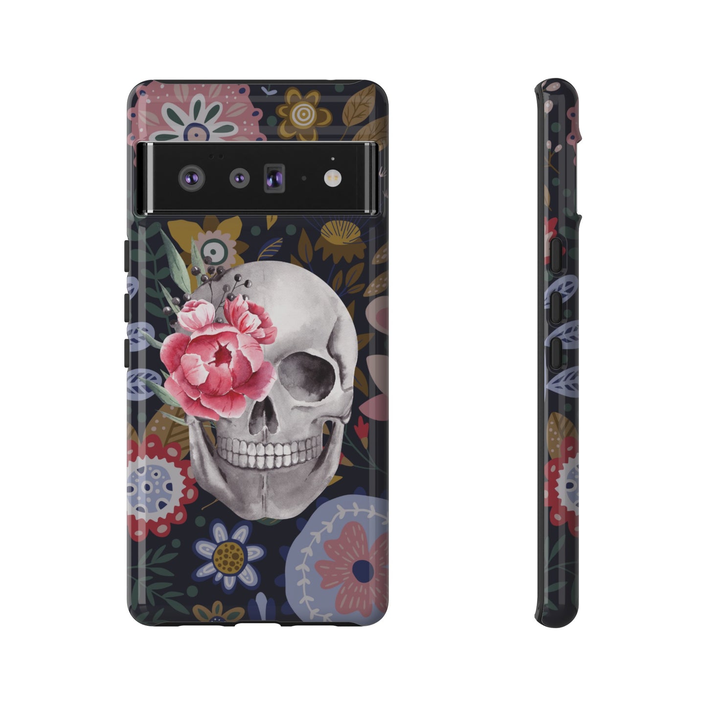 Floral Skull Wallpaper Phone Case | iPhone 15 Plus/ Pro, 14, 13, 12| Google Pixel 7, Pro, 5| Samsung Galaxy S23 All Major Phone Models