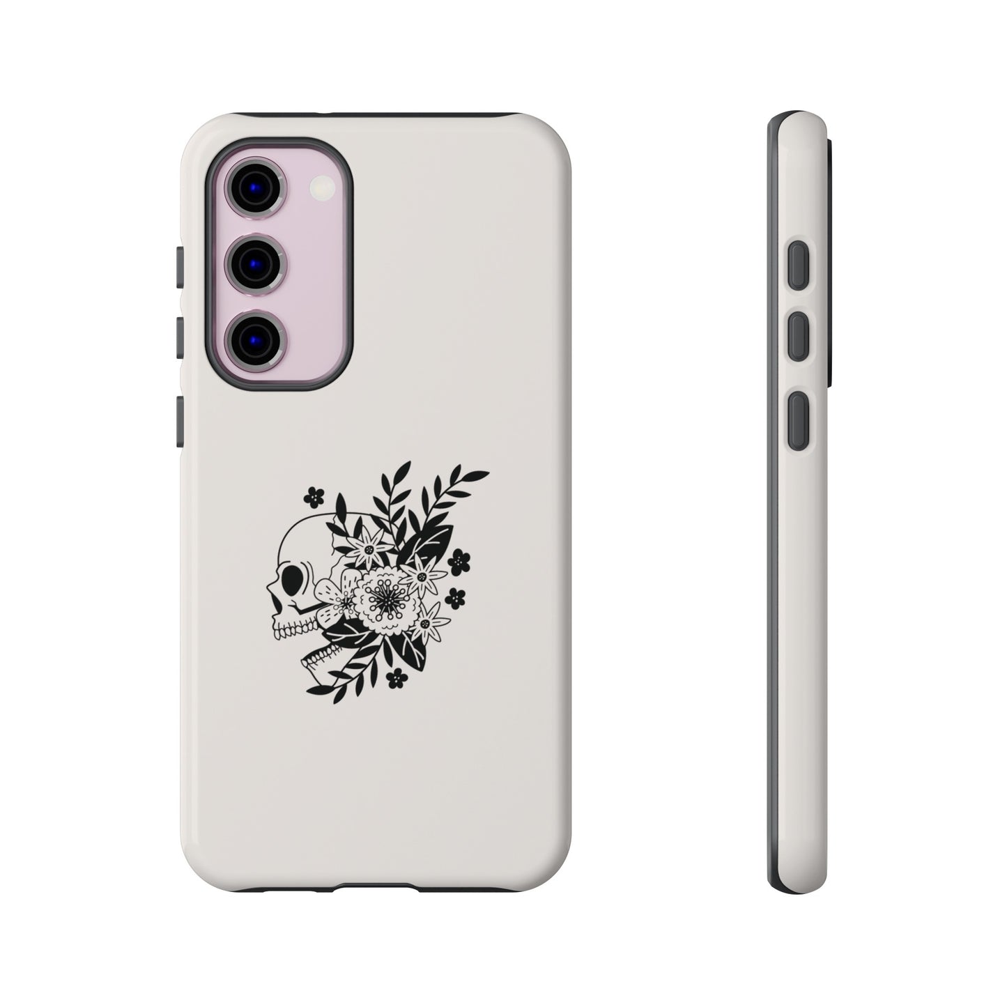 Skull with Flowers Wallpaper Phone Case | iPhone 15 Plus/ Pro, 14, 13, 12| Google Pixel 7, Pro, 5| Samsung Galaxy S23 All Major Phone Models