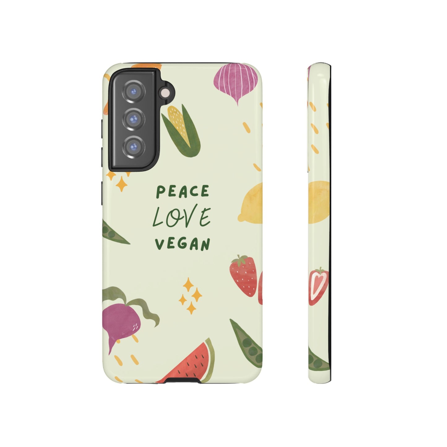 Peace Love Vegan Wallpaper Phone Case | iPhone 15 Plus/ Pro, 14, 13, 12| Google Pixel 7, Pro, 5| Samsung Galaxy S23 All Major Phone Models