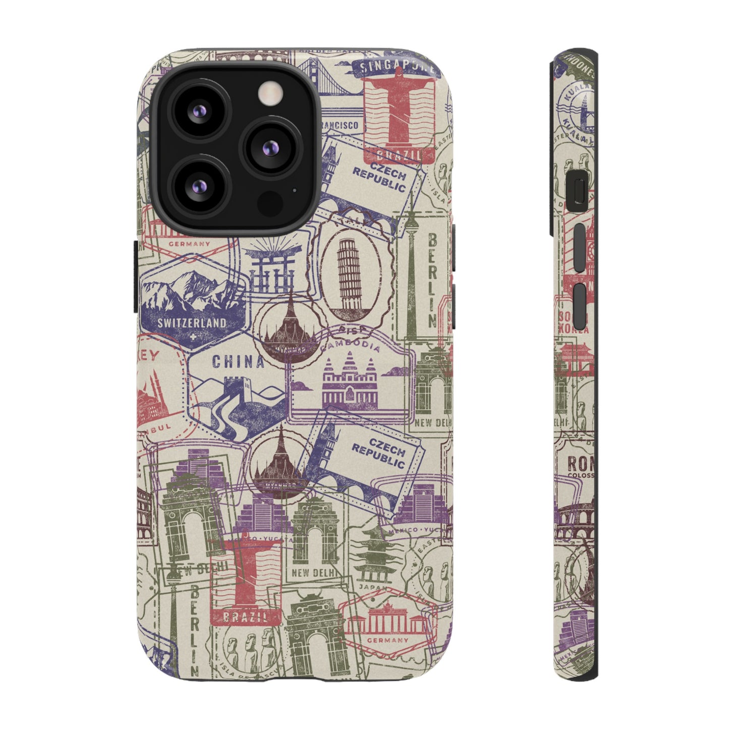 Travel Stamp Wallpaper Phone Case | iPhone 15 Plus/ Pro, 14, 13, 12| Google Pixel 7, Pro, 5| Samsung Galaxy S23 All Major Phone Models