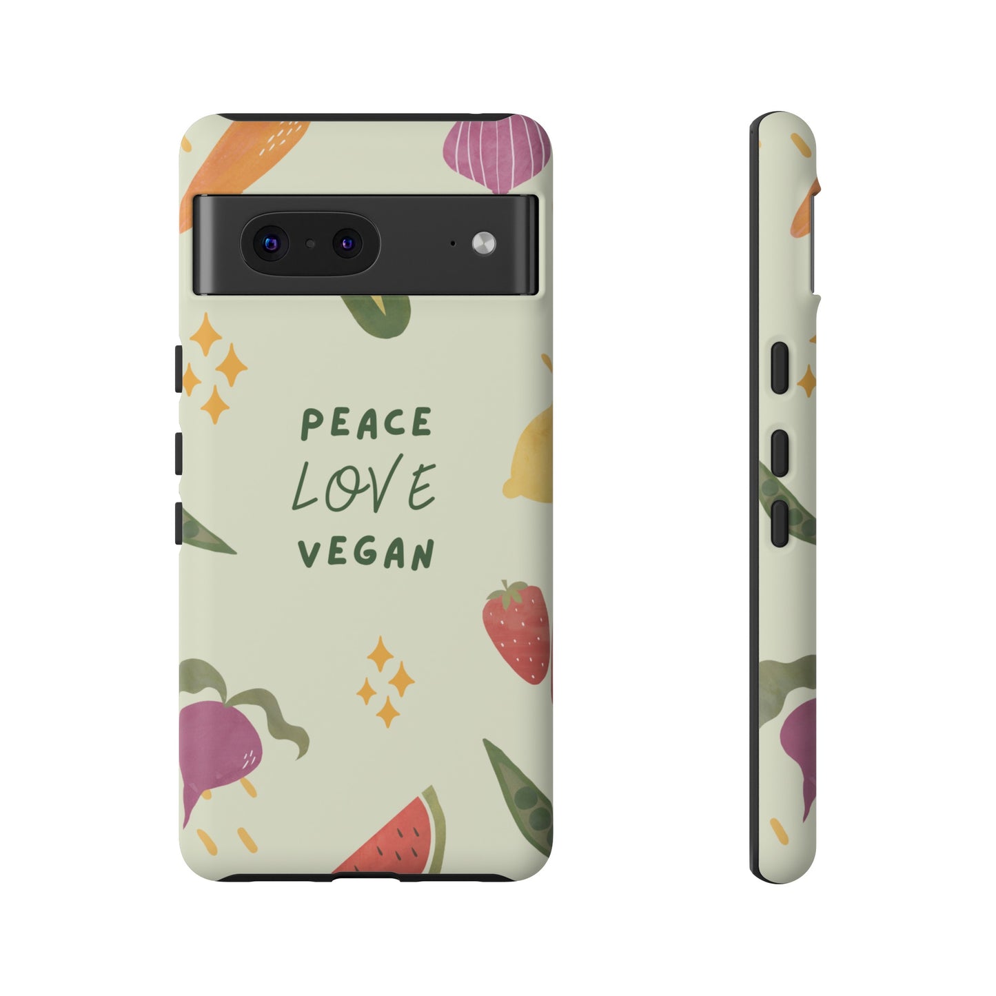 Peace Love Vegan Wallpaper Phone Case | iPhone 15 Plus/ Pro, 14, 13, 12| Google Pixel 7, Pro, 5| Samsung Galaxy S23 All Major Phone Models