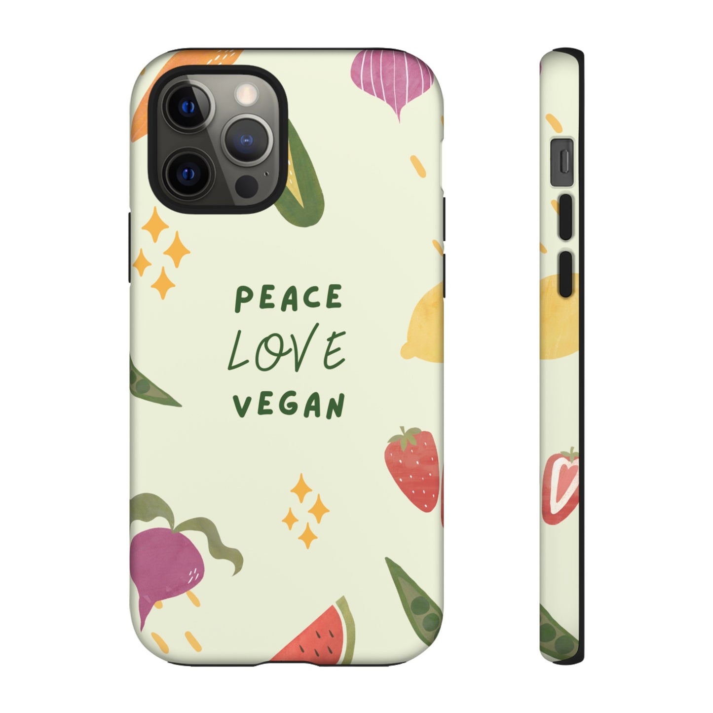 Peace Love Vegan Wallpaper Phone Case | iPhone 15 Plus/ Pro, 14, 13, 12| Google Pixel 7, Pro, 5| Samsung Galaxy S23 All Major Phone Models