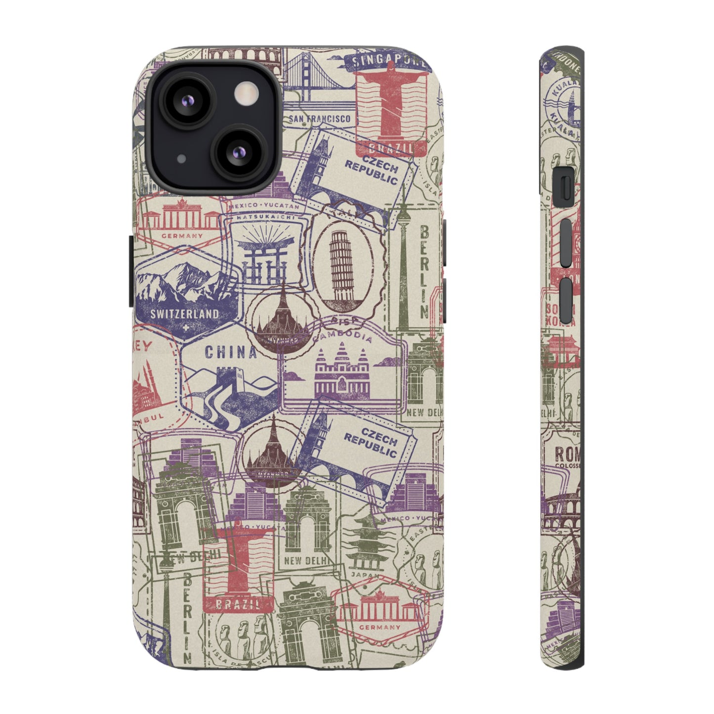 Travel Stamp Wallpaper Phone Case | iPhone 15 Plus/ Pro, 14, 13, 12| Google Pixel 7, Pro, 5| Samsung Galaxy S23 All Major Phone Models