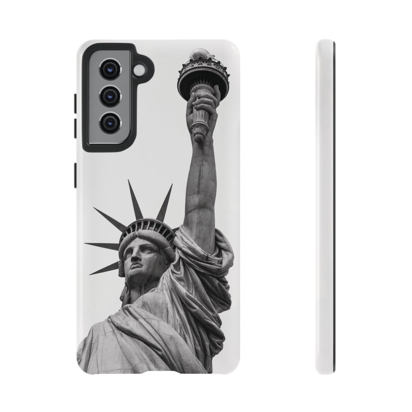 Black & White Statue of Liberty Wallpaper Phone Case | iPhone 15 Plus/ Pro, 14, 13, 12| Google Pixel 7, Pro, 5| Samsung Galaxy S23 All Major Phone Models