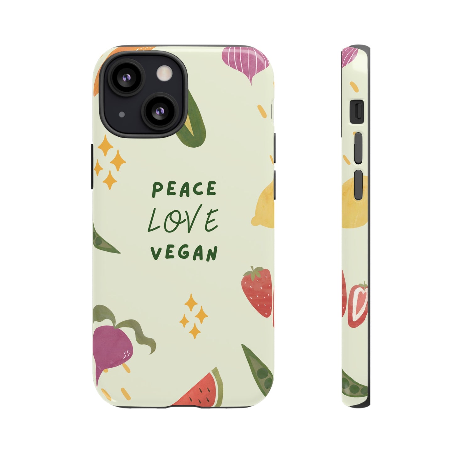 Peace Love Vegan Wallpaper Phone Case | iPhone 15 Plus/ Pro, 14, 13, 12| Google Pixel 7, Pro, 5| Samsung Galaxy S23 All Major Phone Models