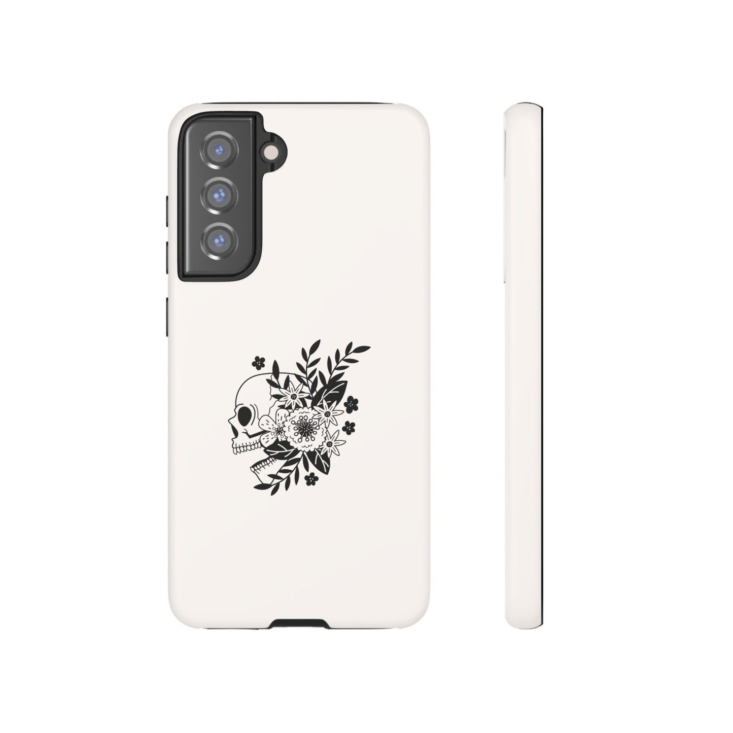 Skull with Flowers Wallpaper Phone Case | iPhone 15 Plus/ Pro, 14, 13, 12| Google Pixel 7, Pro, 5| Samsung Galaxy S23 All Major Phone Models