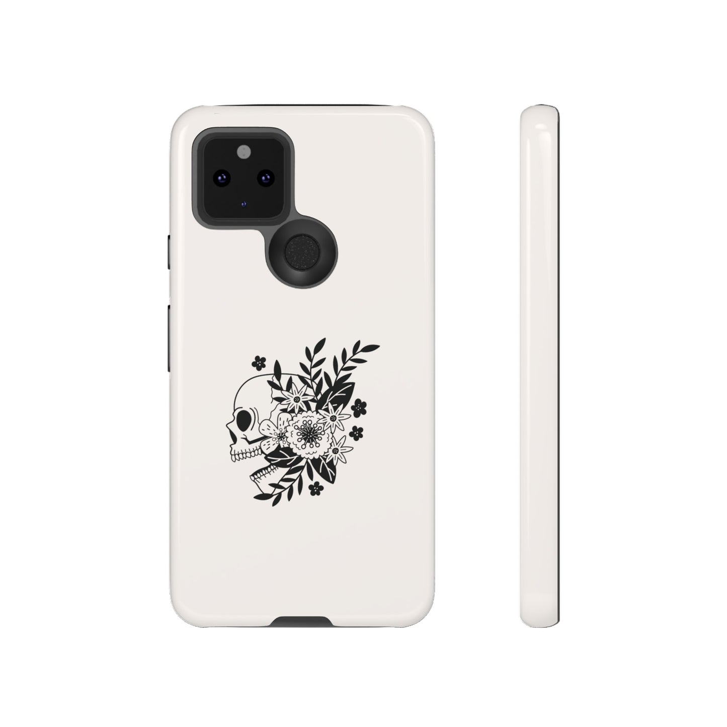 Skull with Flowers Wallpaper Phone Case | iPhone 15 Plus/ Pro, 14, 13, 12| Google Pixel 7, Pro, 5| Samsung Galaxy S23 All Major Phone Models