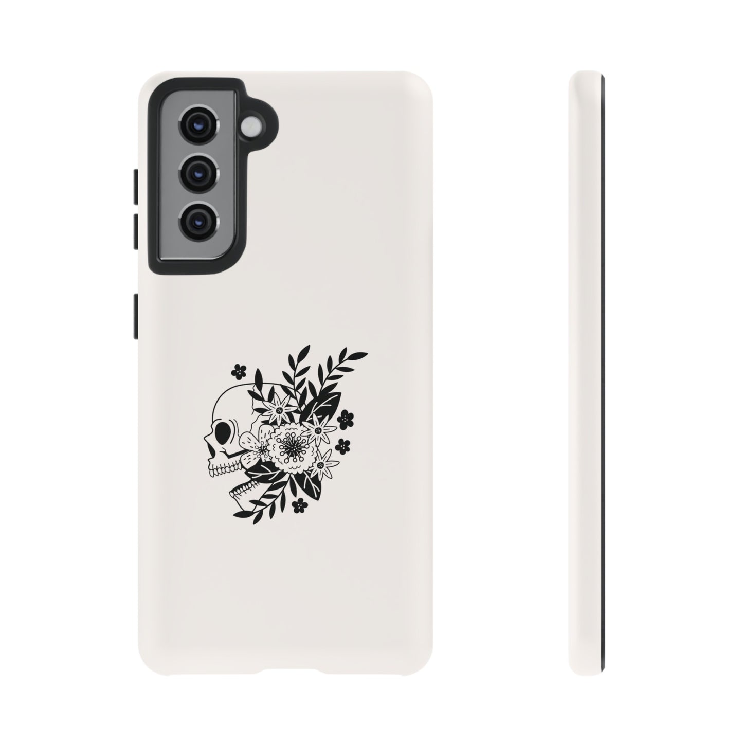 Skull with Flowers Wallpaper Phone Case | iPhone 15 Plus/ Pro, 14, 13, 12| Google Pixel 7, Pro, 5| Samsung Galaxy S23 All Major Phone Models