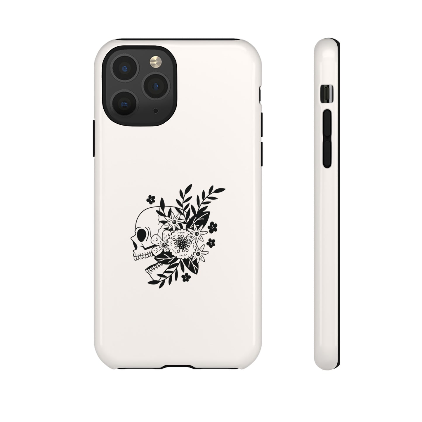 Skull with Flowers Wallpaper Phone Case | iPhone 15 Plus/ Pro, 14, 13, 12| Google Pixel 7, Pro, 5| Samsung Galaxy S23 All Major Phone Models