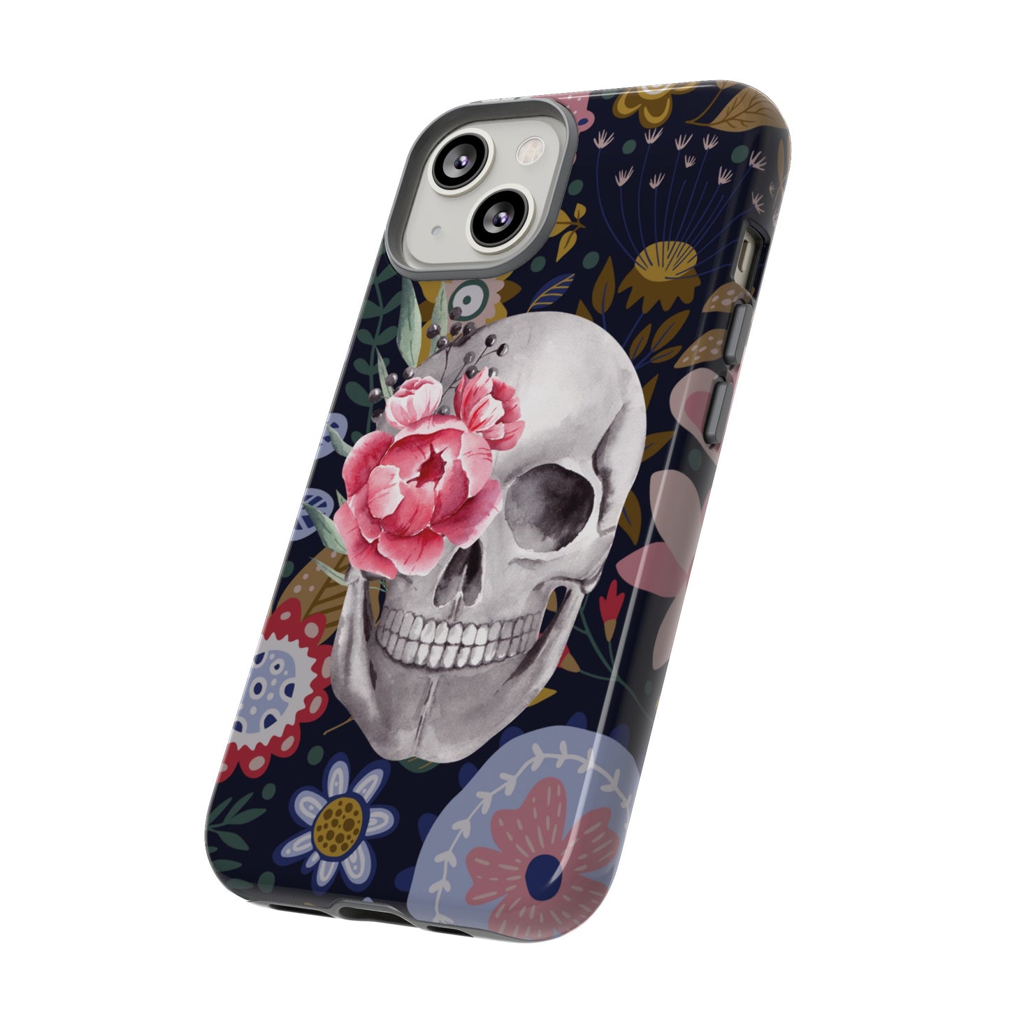 Floral Skull Wallpaper Phone Case | iPhone 15 Plus/ Pro, 14, 13, 12| Google Pixel 7, Pro, 5| Samsung Galaxy S23 All Major Phone Models