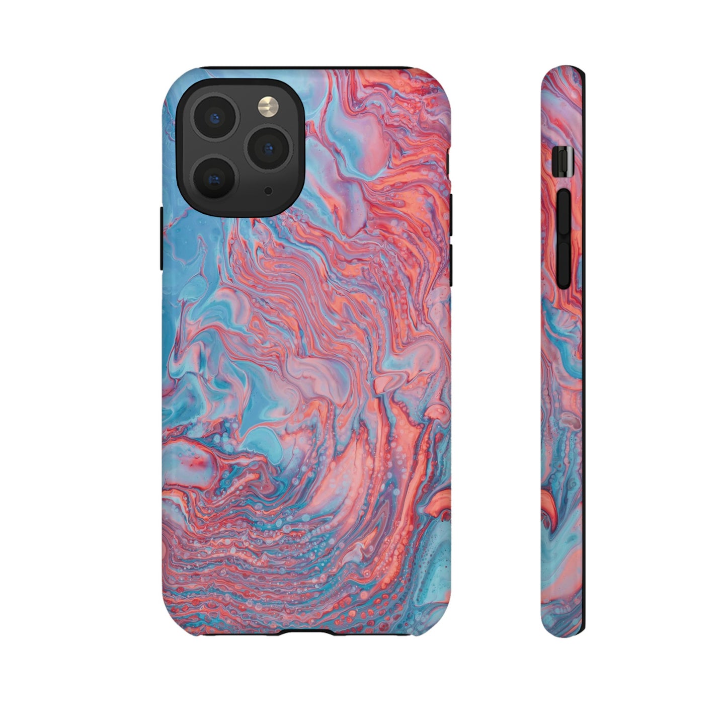 Coral Pink & Blue Abstract Paint Phone Case|iPhone 15 Plus/ Pro, 14, 13, 12|Google Pixel 7, Pro, 5|Samsung Galaxy S23 All Major Phone Models