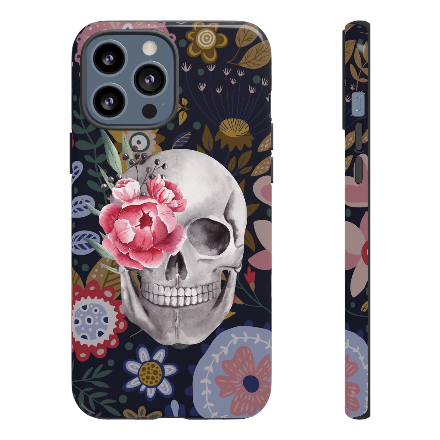 Floral Skull Wallpaper Phone Case | iPhone 15 Plus/ Pro, 14, 13, 12| Google Pixel 7, Pro, 5| Samsung Galaxy S23 All Major Phone Models