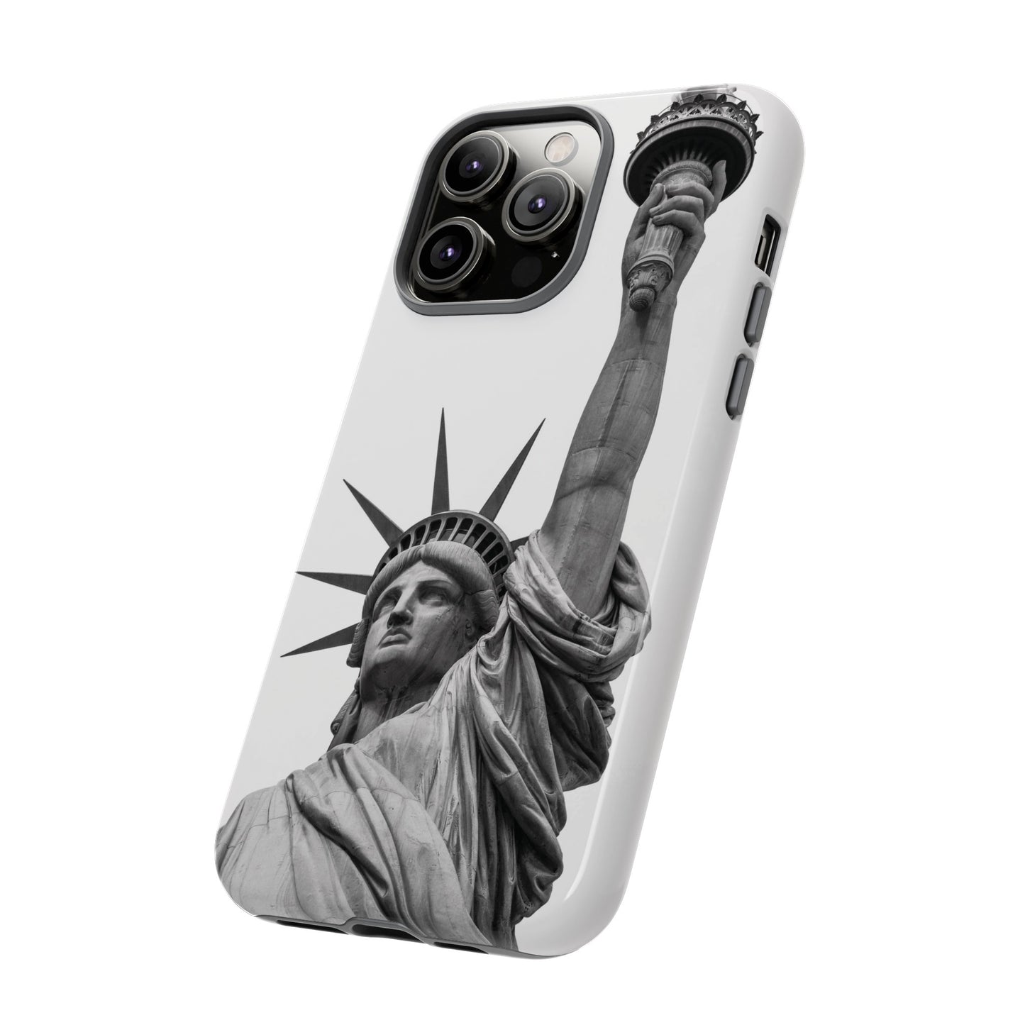 Black & White Statue of Liberty Wallpaper Phone Case | iPhone 15 Plus/ Pro, 14, 13, 12| Google Pixel 7, Pro, 5| Samsung Galaxy S23 All Major Phone Models