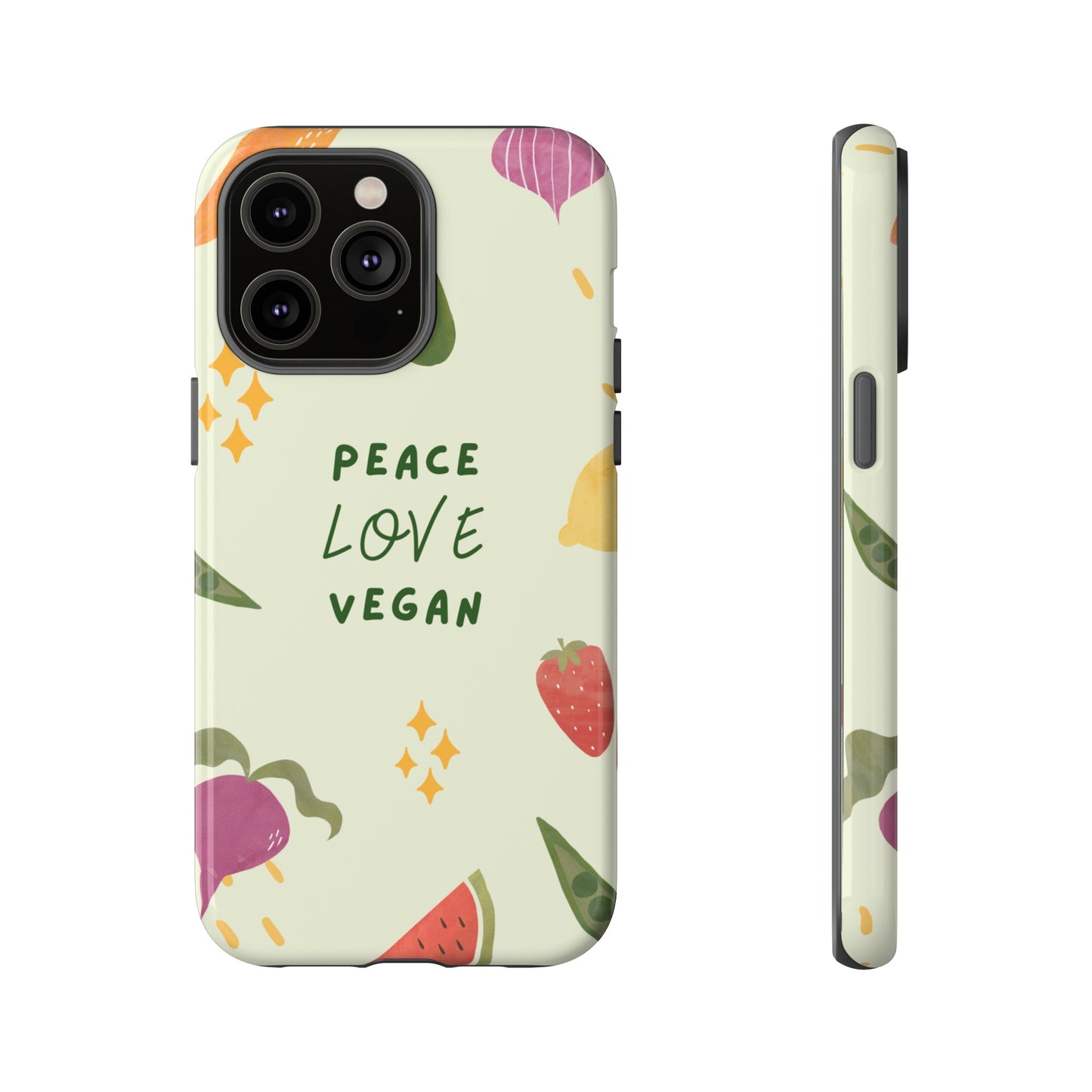 Peace Love Vegan Wallpaper Phone Case | iPhone 15 Plus/ Pro, 14, 13, 12| Google Pixel 7, Pro, 5| Samsung Galaxy S23 All Major Phone Models