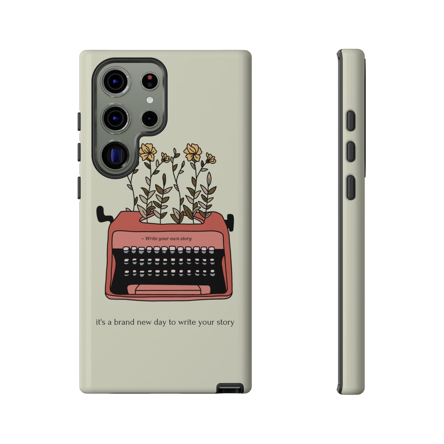 Flower Typewriter Phone Case | iPhone 15 Plus/ Pro, 14, 13, 12| Google Pixel 7, Pro, 5| Samsung Galaxy S23 All Major Phone Models