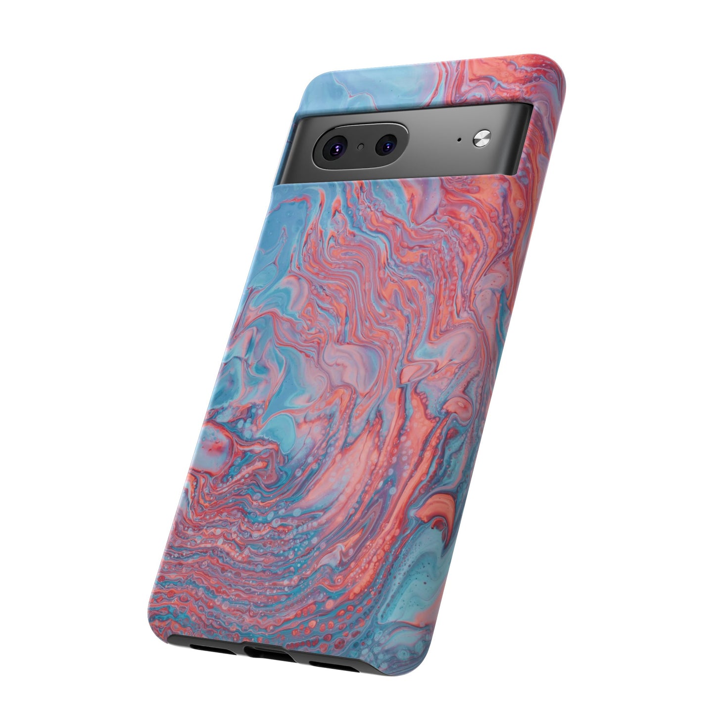 Coral Pink & Blue Abstract Paint Phone Case|iPhone 15 Plus/ Pro, 14, 13, 12|Google Pixel 7, Pro, 5|Samsung Galaxy S23 All Major Phone Models