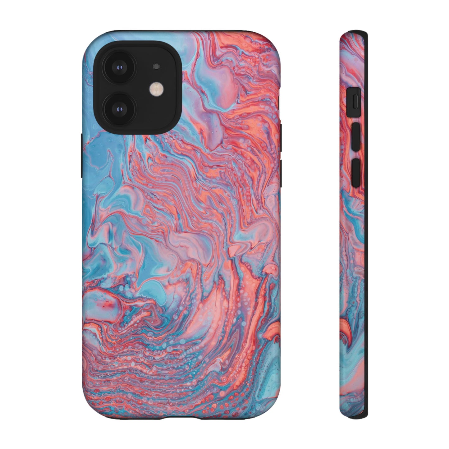 Coral Pink & Blue Abstract Paint Phone Case|iPhone 15 Plus/ Pro, 14, 13, 12|Google Pixel 7, Pro, 5|Samsung Galaxy S23 All Major Phone Models