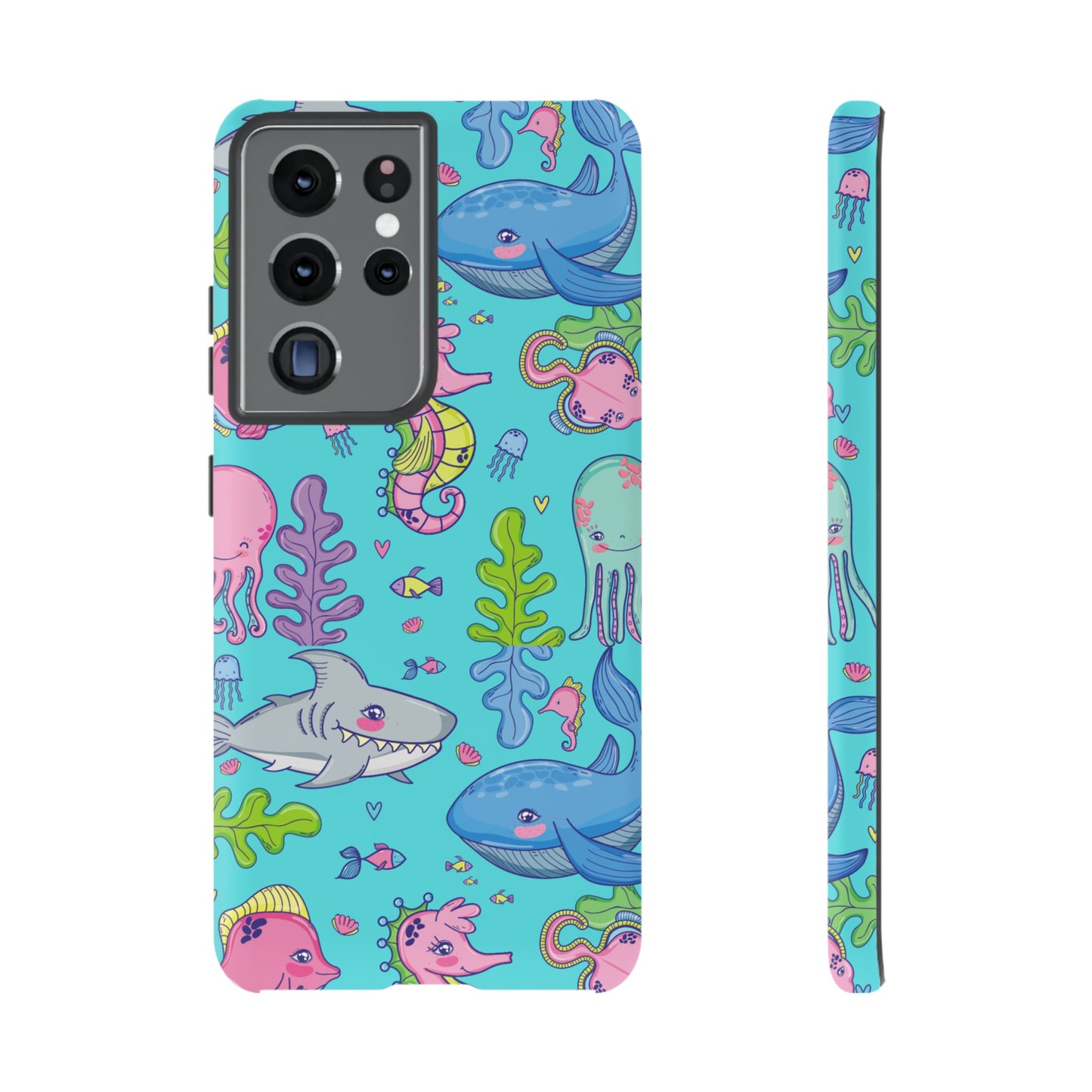 Cartoon Sea Creatures Wallpaper Phone Case | iPhone 15 Plus/ Pro, 14, 13, 12| Google Pixel 7, Pro, 5| Samsung Galaxy S23 All Major Phone Models