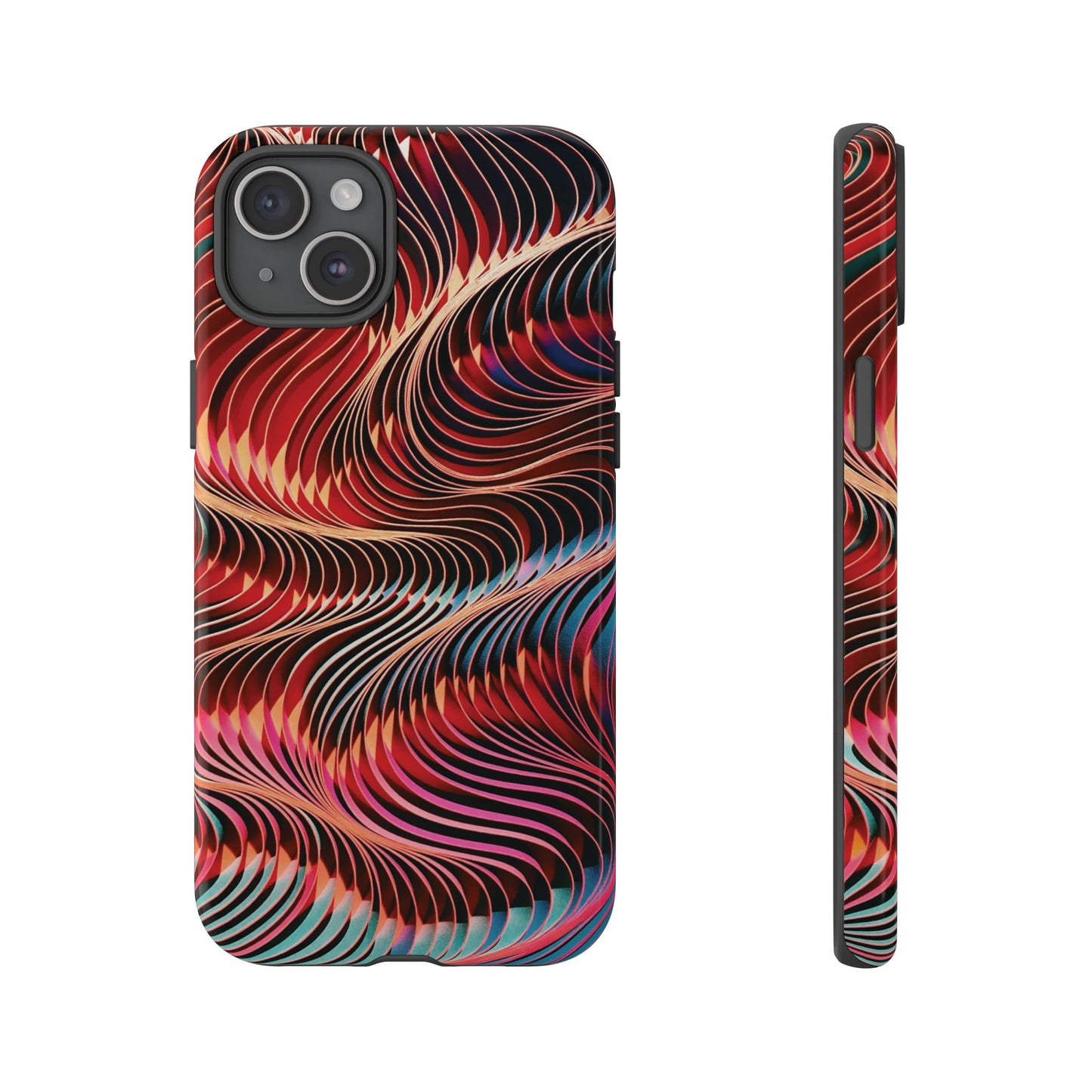 Wavy Crimson Abstract Wallpaper Phone Case|iPhone 15 Plus/ Pro, 14, 13, 12|Google Pixel 7, Pro, 5| Samsung Galaxy S23 All Major Phone Models