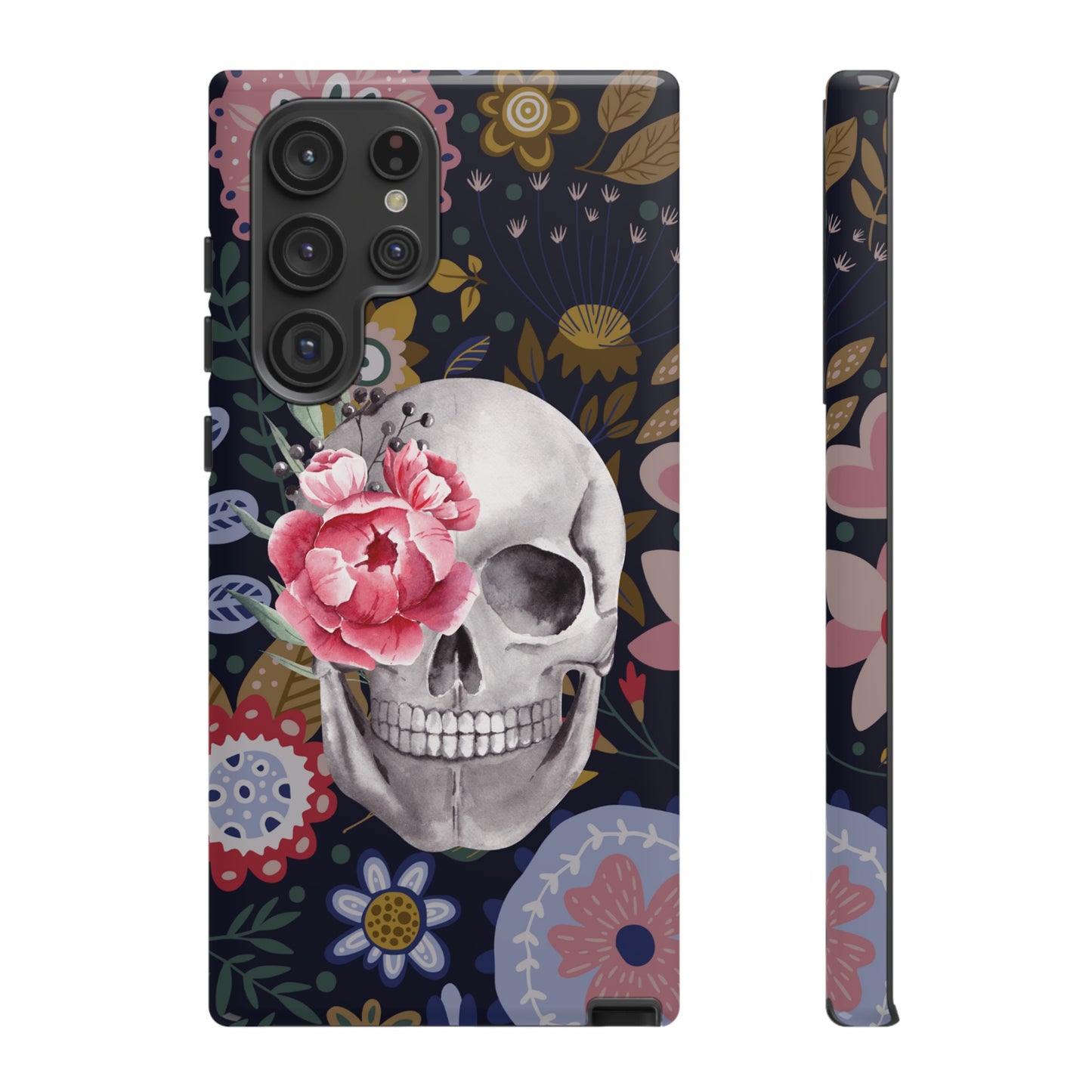 Floral Skull Wallpaper Phone Case | iPhone 15 Plus/ Pro, 14, 13, 12| Google Pixel 7, Pro, 5| Samsung Galaxy S23 All Major Phone Models