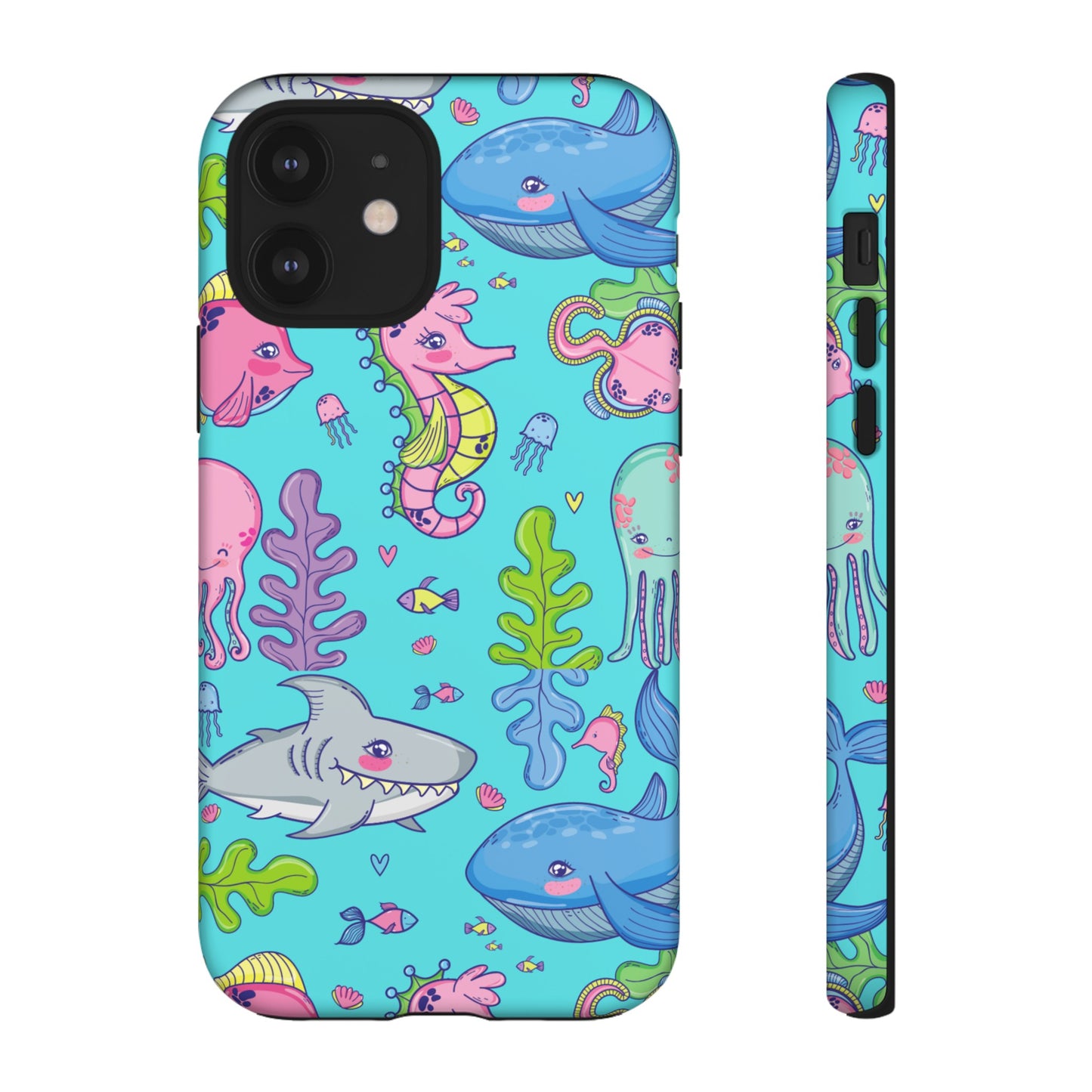 Cartoon Sea Creatures Wallpaper Phone Case | iPhone 15 Plus/ Pro, 14, 13, 12| Google Pixel 7, Pro, 5| Samsung Galaxy S23 All Major Phone Models