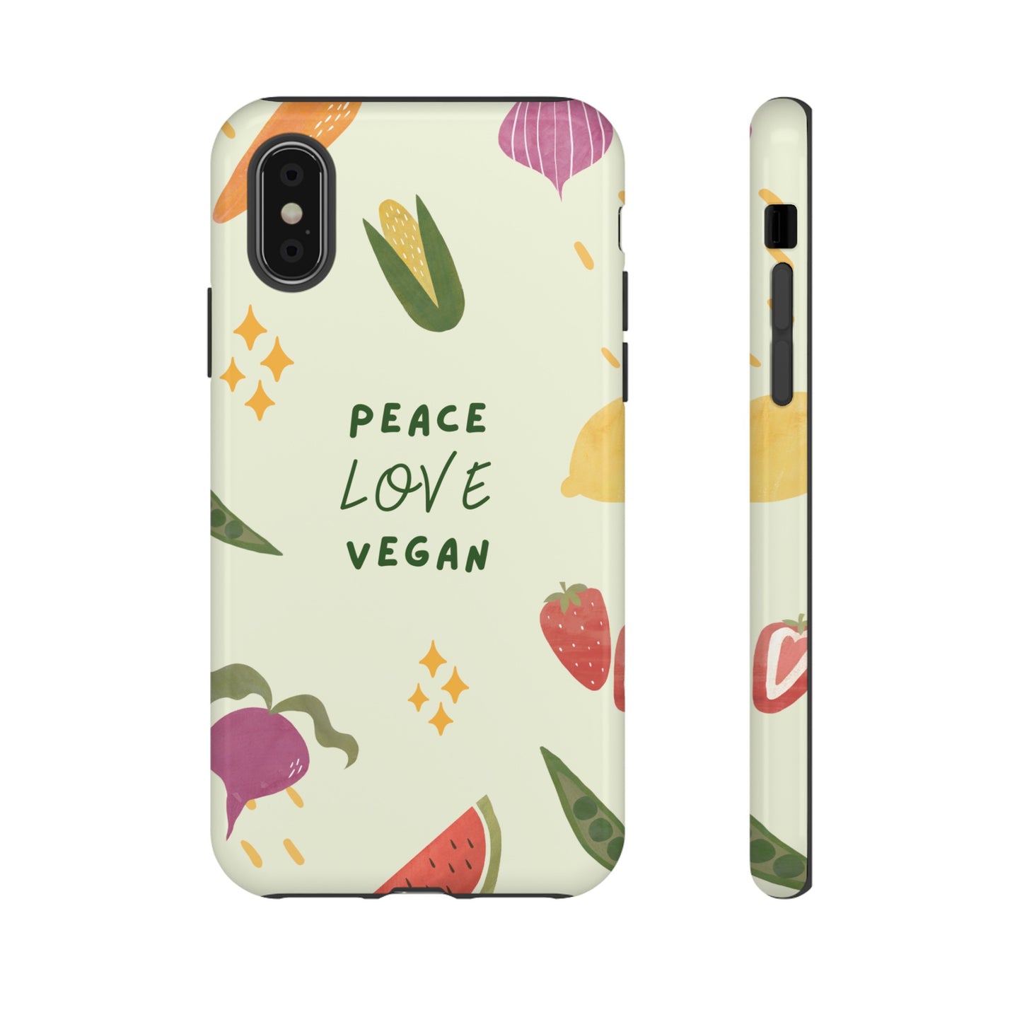 Peace Love Vegan Wallpaper Phone Case | iPhone 15 Plus/ Pro, 14, 13, 12| Google Pixel 7, Pro, 5| Samsung Galaxy S23 All Major Phone Models