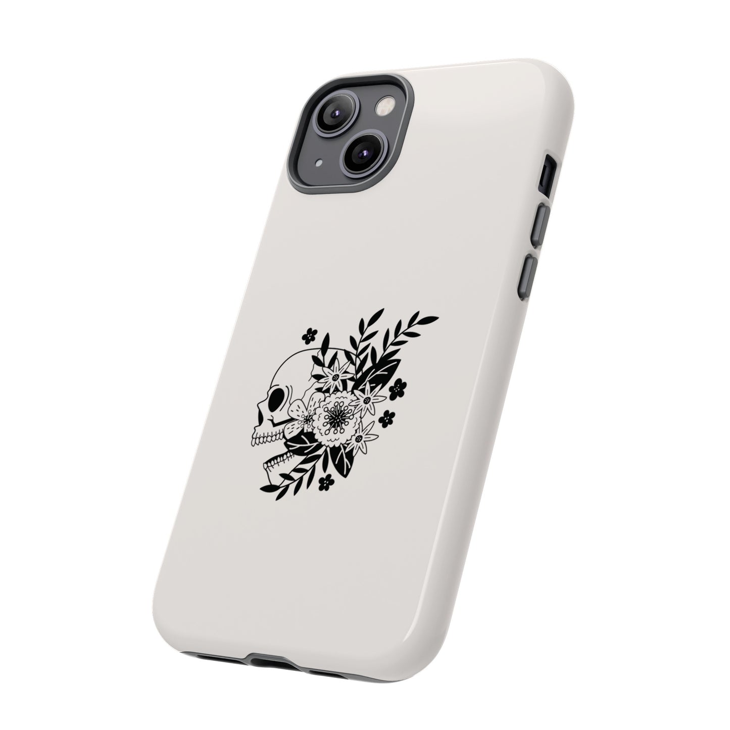 Skull with Flowers Wallpaper Phone Case | iPhone 15 Plus/ Pro, 14, 13, 12| Google Pixel 7, Pro, 5| Samsung Galaxy S23 All Major Phone Models