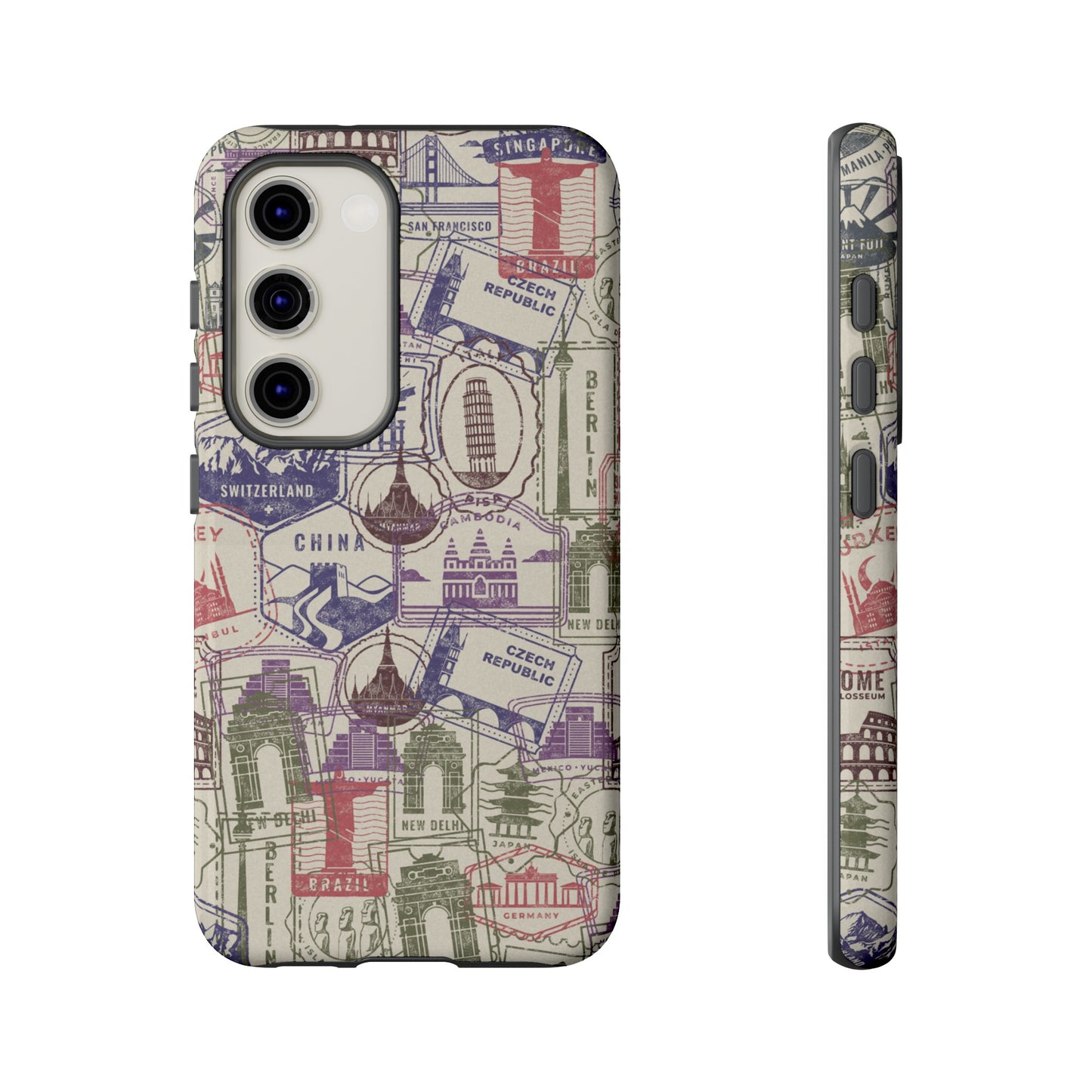 Travel Stamp Wallpaper Phone Case | iPhone 15 Plus/ Pro, 14, 13, 12| Google Pixel 7, Pro, 5| Samsung Galaxy S23 All Major Phone Models