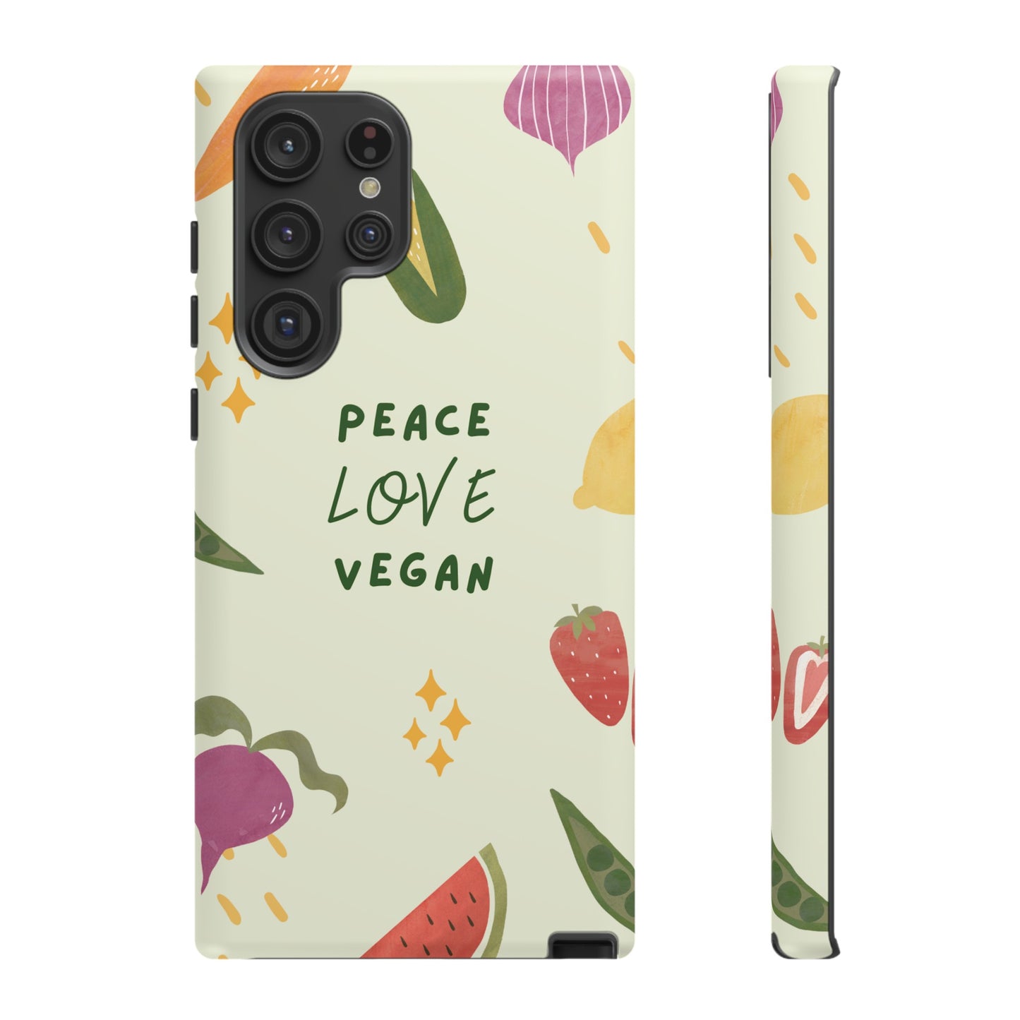 Peace Love Vegan Wallpaper Phone Case | iPhone 15 Plus/ Pro, 14, 13, 12| Google Pixel 7, Pro, 5| Samsung Galaxy S23 All Major Phone Models