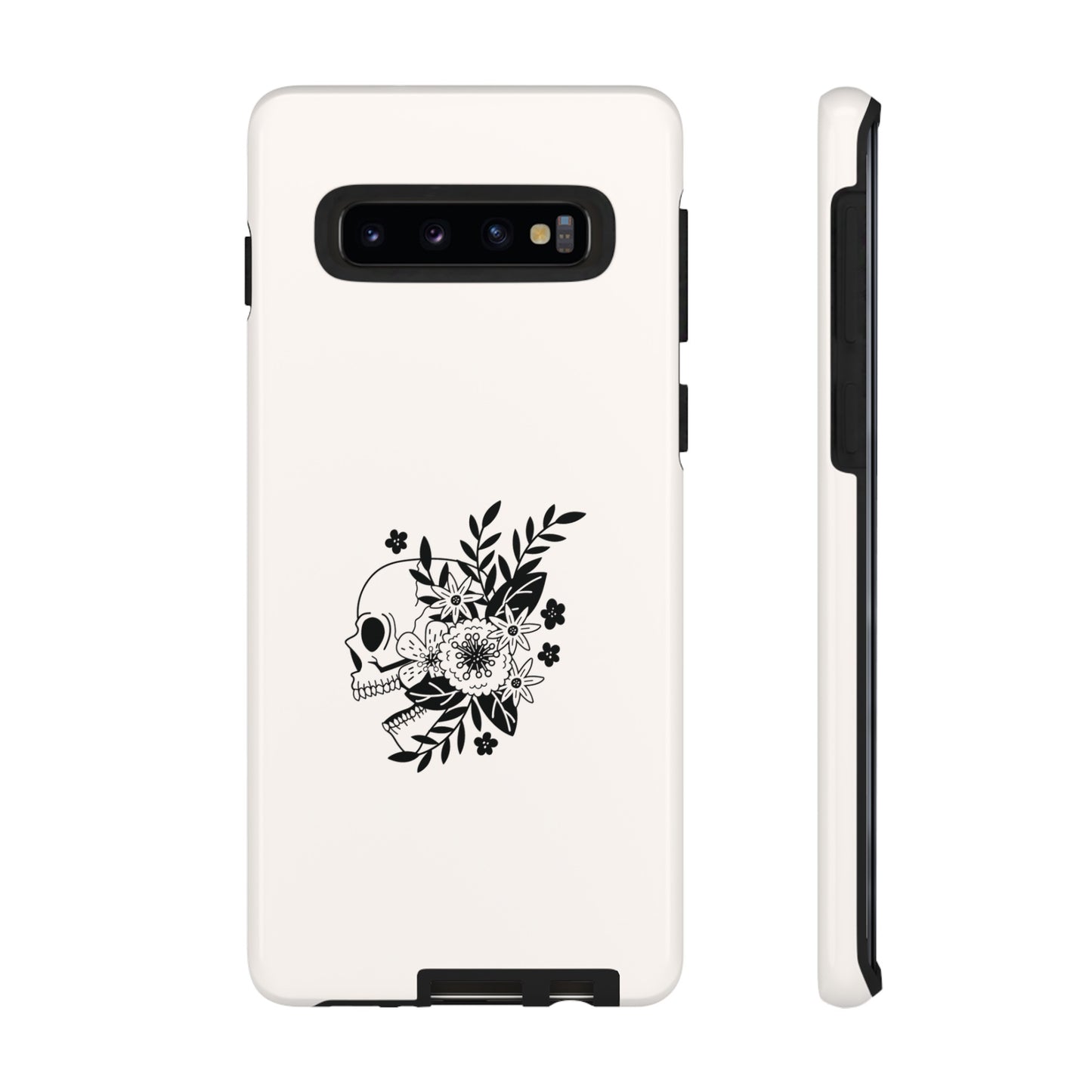 Skull with Flowers Wallpaper Phone Case | iPhone 15 Plus/ Pro, 14, 13, 12| Google Pixel 7, Pro, 5| Samsung Galaxy S23 All Major Phone Models