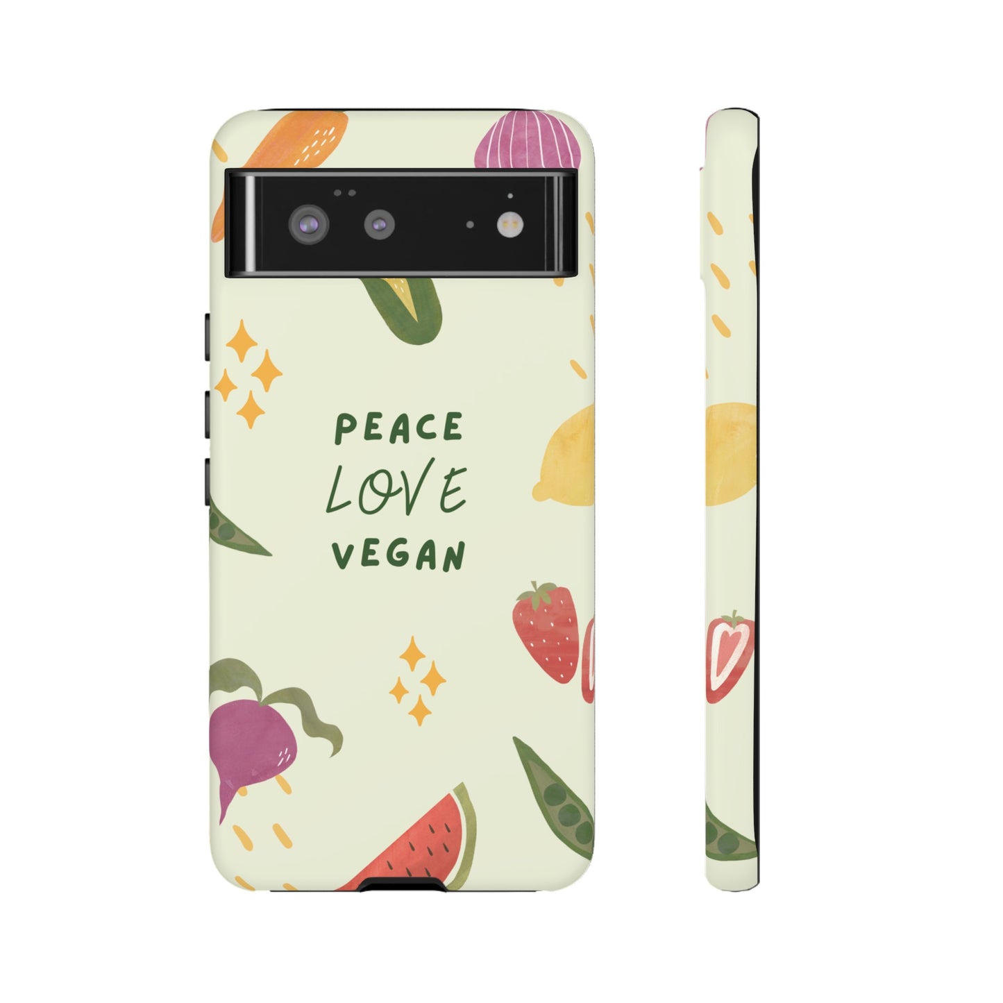 Peace Love Vegan Wallpaper Phone Case | iPhone 15 Plus/ Pro, 14, 13, 12| Google Pixel 7, Pro, 5| Samsung Galaxy S23 All Major Phone Models