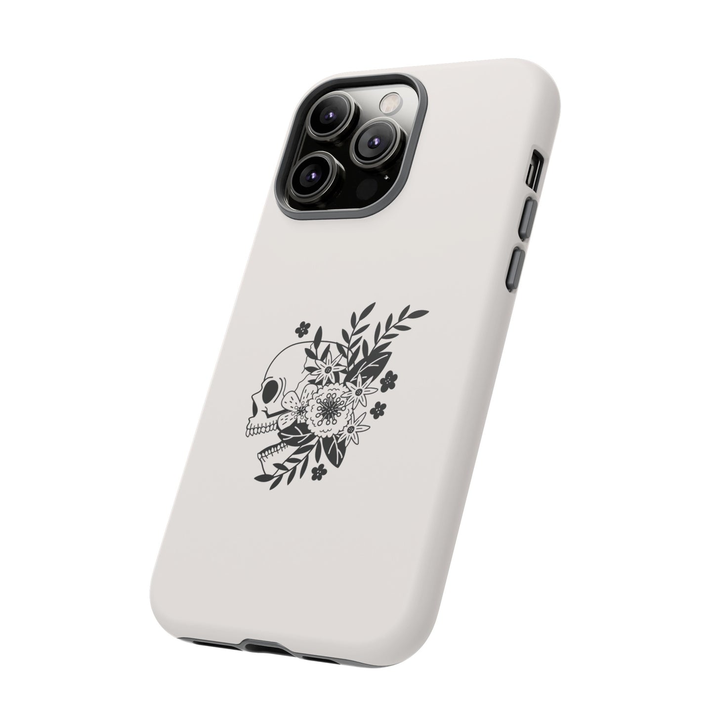 Skull with Flowers Wallpaper Phone Case | iPhone 15 Plus/ Pro, 14, 13, 12| Google Pixel 7, Pro, 5| Samsung Galaxy S23 All Major Phone Models