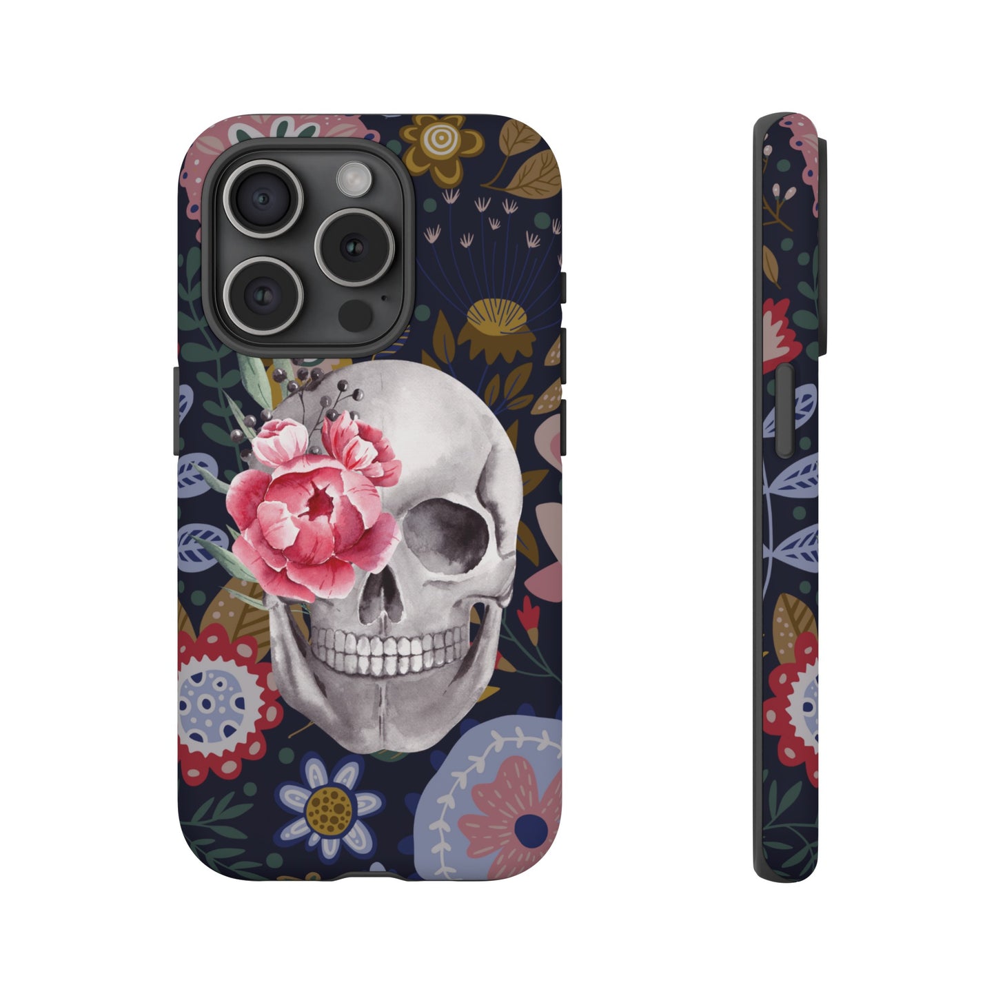 Floral Skull Wallpaper Phone Case | iPhone 15 Plus/ Pro, 14, 13, 12| Google Pixel 7, Pro, 5| Samsung Galaxy S23 All Major Phone Models